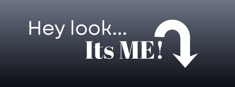 gradient black background with white text and white down arrow