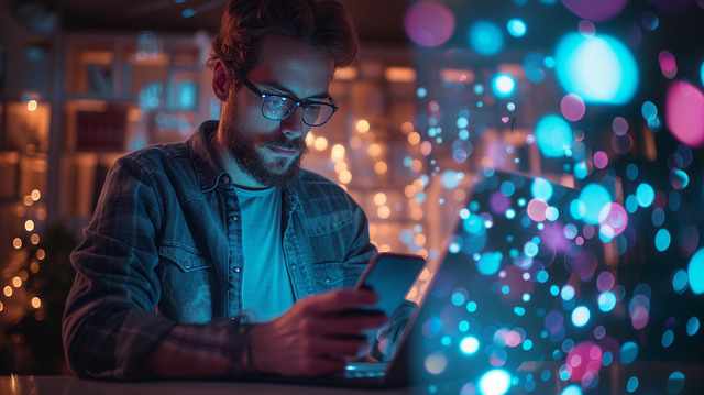 Man looking at a mobile-friendly responsive website on his cell phone.
