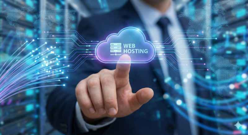 Web hosting and cloud computing concept image